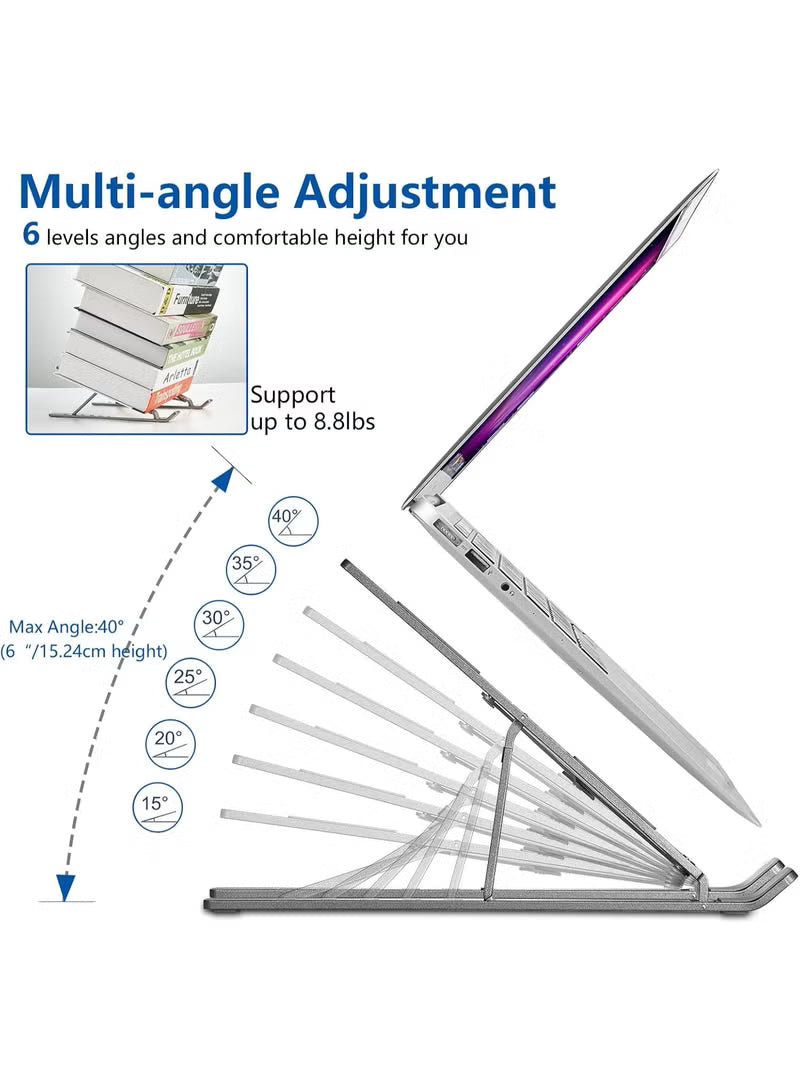 Metal Laptop Stand, Adjustable Ergonomic Design, Durable Aluminum Alloy Construction, Non-Slip Base, Heat Dissipation, Foldable & Portable, Compatible with 11–17" Laptops