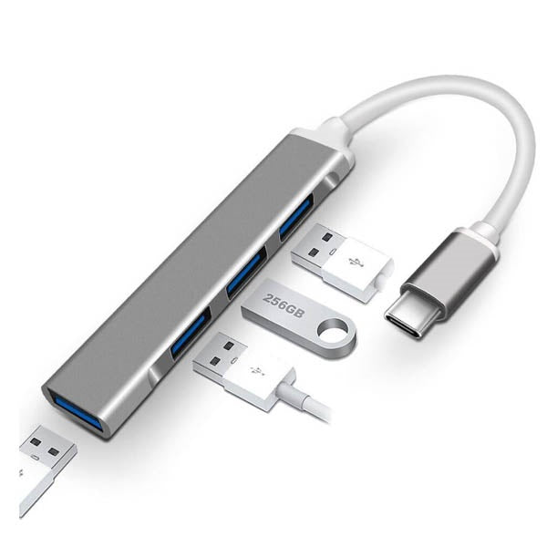 USB Type-C 3.0 Hub, 4-Port USB Hub, High-Speed Data Transfer, Compatible with Keyboard, Mouse, Gamepad, Flash Drives & Other USB Devices, Plug & Play