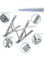 Metal Laptop Stand, Adjustable Ergonomic Design, Durable Aluminum Alloy Construction, Non-Slip Base, Heat Dissipation, Foldable & Portable, Compatible with 11–17" Laptops