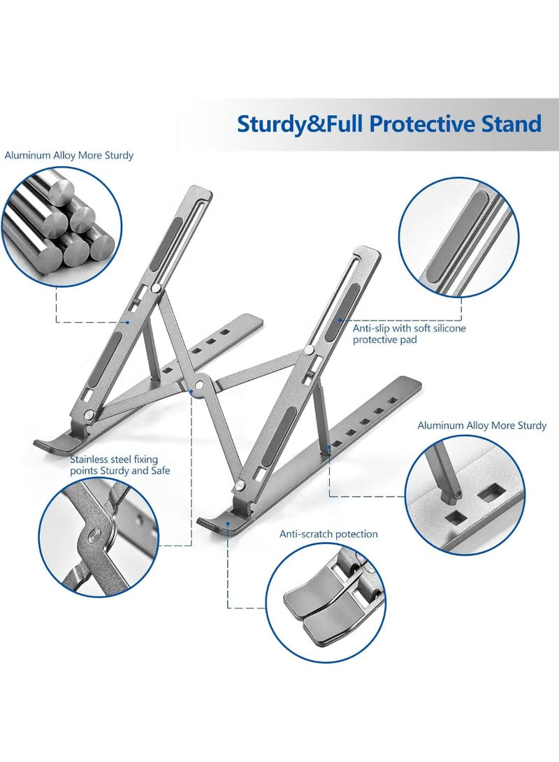 Metal Laptop Stand, Adjustable Ergonomic Design, Durable Aluminum Alloy Construction, Non-Slip Base, Heat Dissipation, Foldable & Portable, Compatible with 11–17" Laptops
